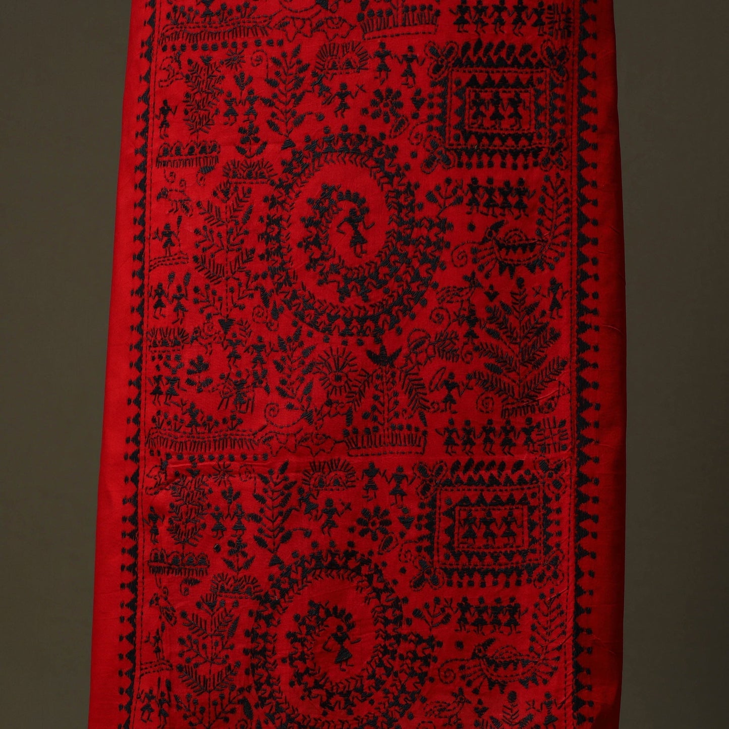 Bengal kantha hand embroidered cotton unstitched kurta