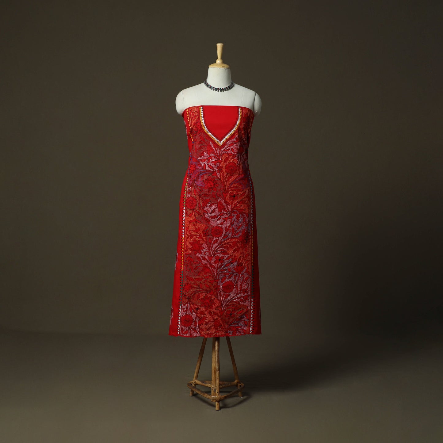 Bengal kantha hand embroidered cotton unstitched kurta