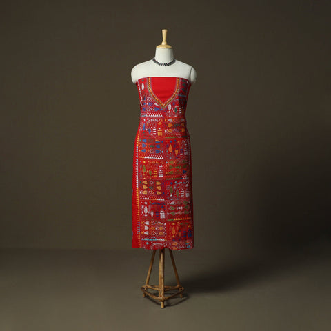 Bengal kantha hand embroidered cotton unstitched kurta