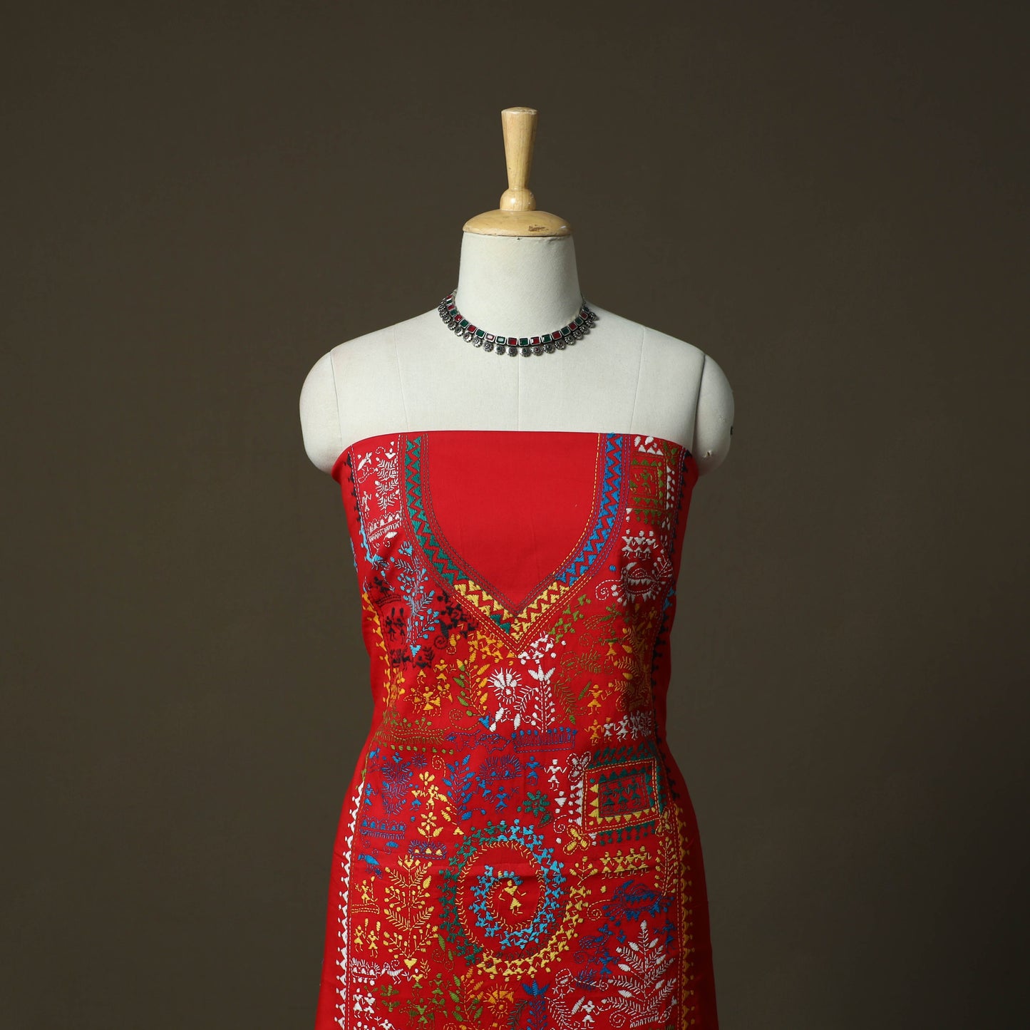 Bengal kantha hand embroidered cotton unstitched kurta