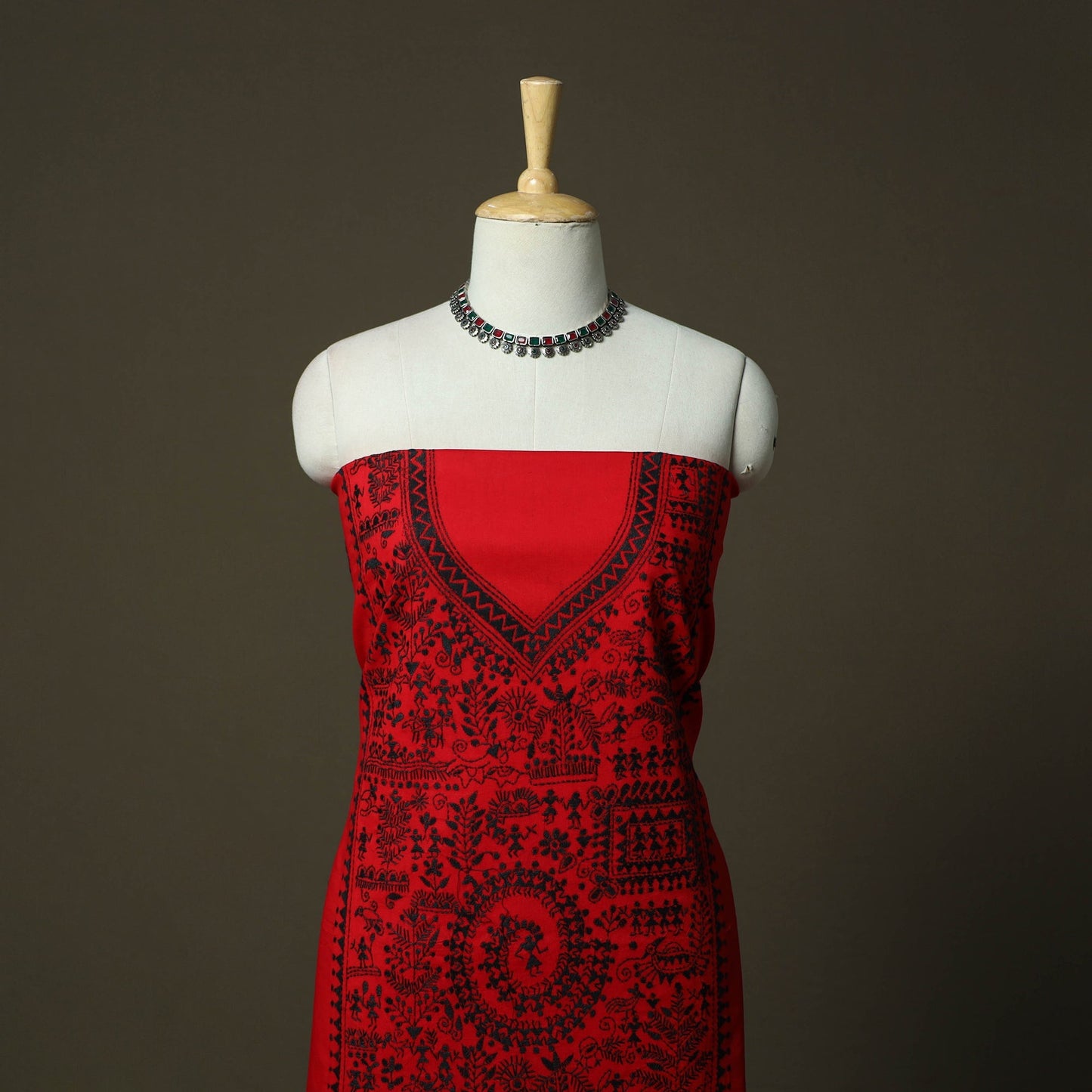 Bengal kantha hand embroidered cotton unstitched kurta