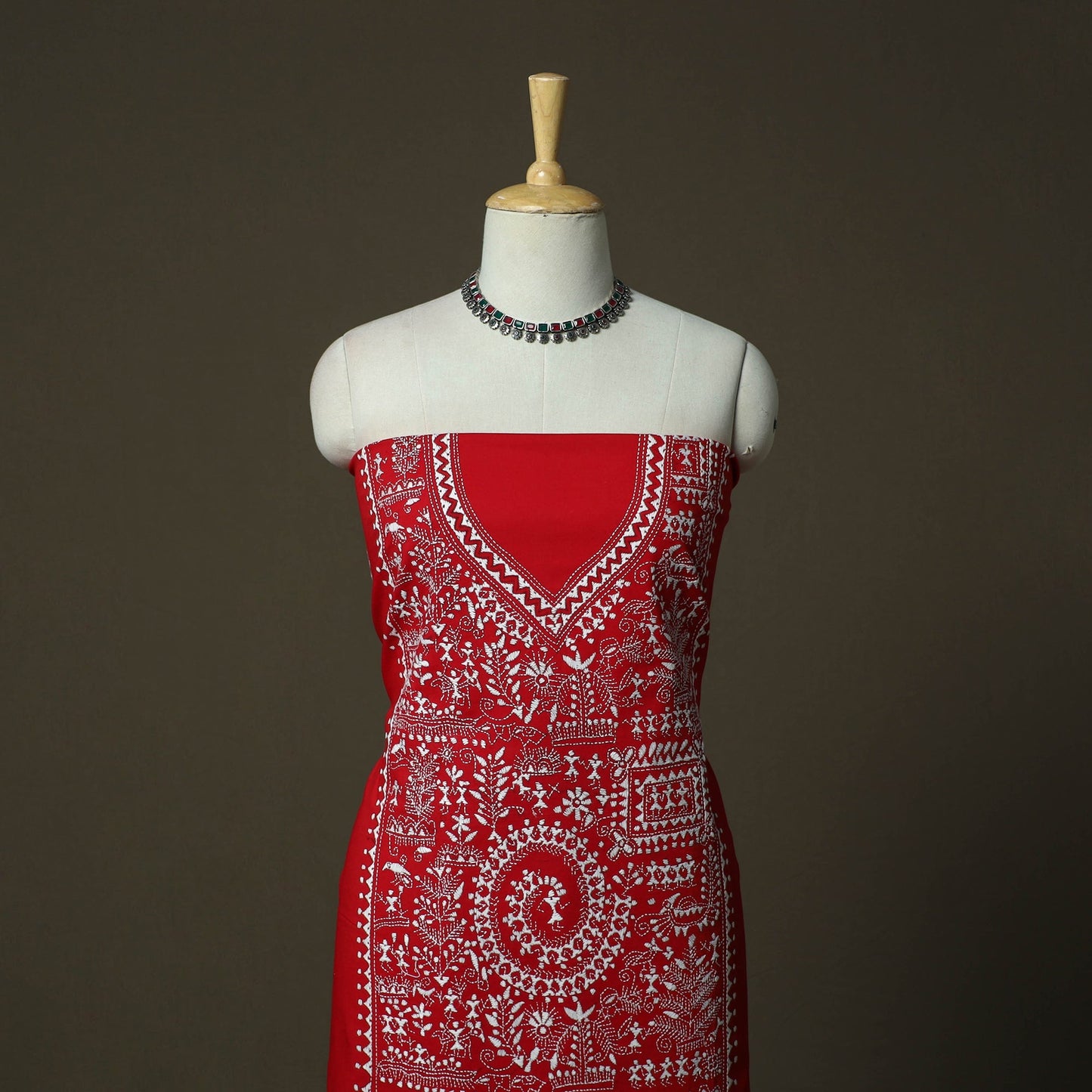 Bengal kantha hand embroidered cotton unstitched kurta