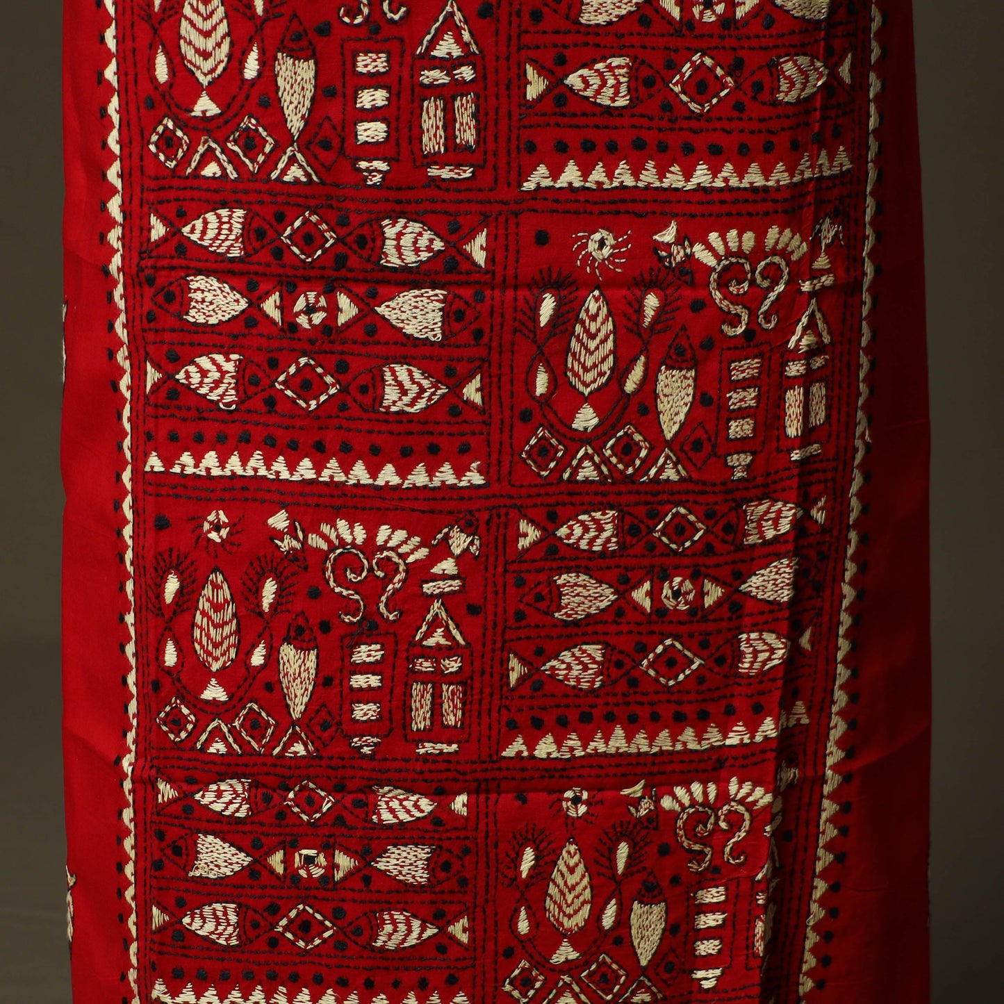 Bengal kantha hand embroidered cotton unstitched kurta