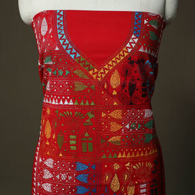 Bengal kantha hand embroidered cotton unstitched kurta