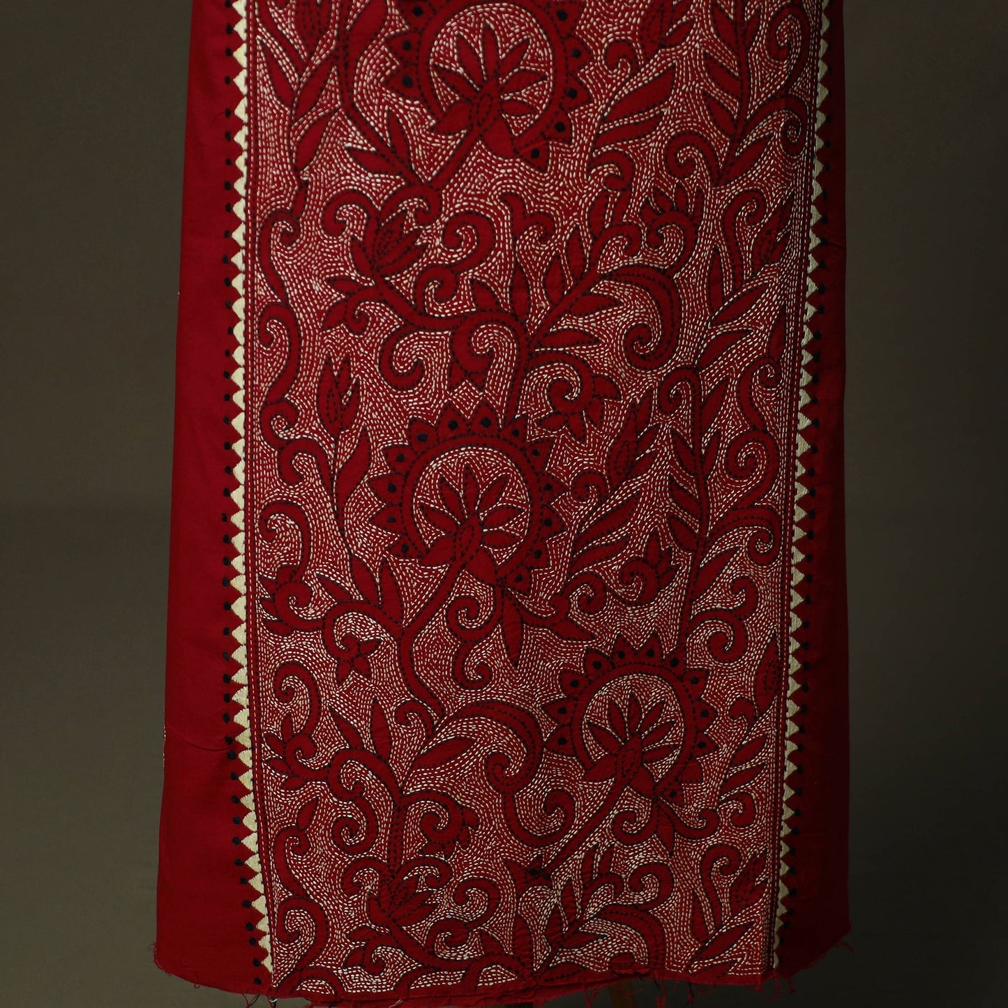 Bengal kantha hand embroidered cotton unstitched kurta