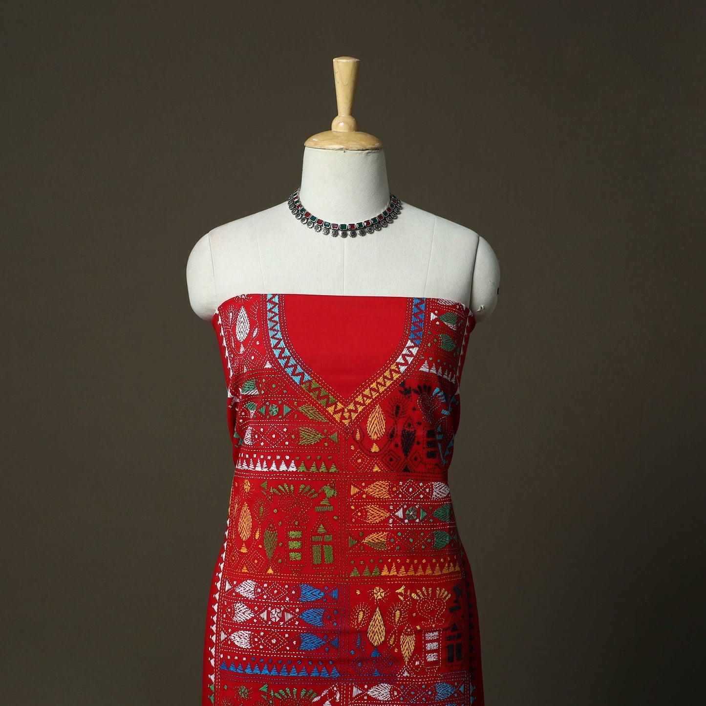Bengal kantha hand embroidered cotton unstitched kurta