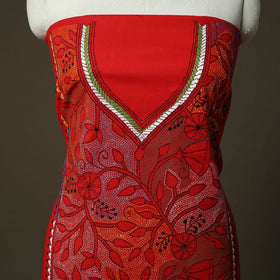 Bengal kantha hand embroidered cotton unstitched kurta