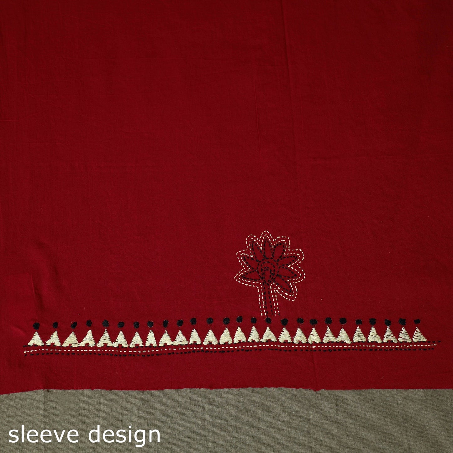 Bengal kantha hand embroidered cotton unstitched kurta
