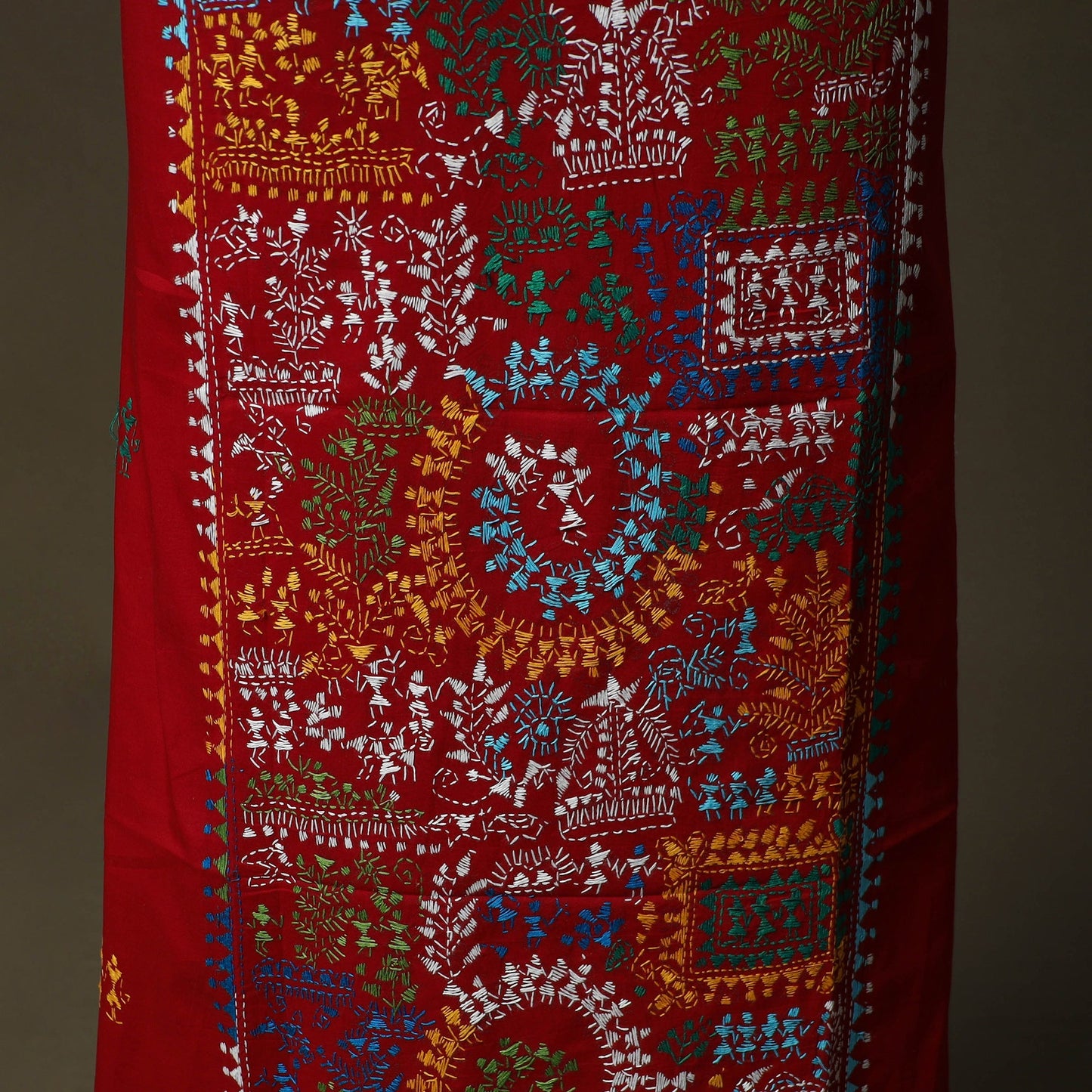 Bengal kantha hand embroidered cotton unstitched kurta