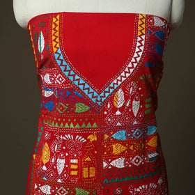 Bengal kantha hand embroidered cotton unstitched kurta