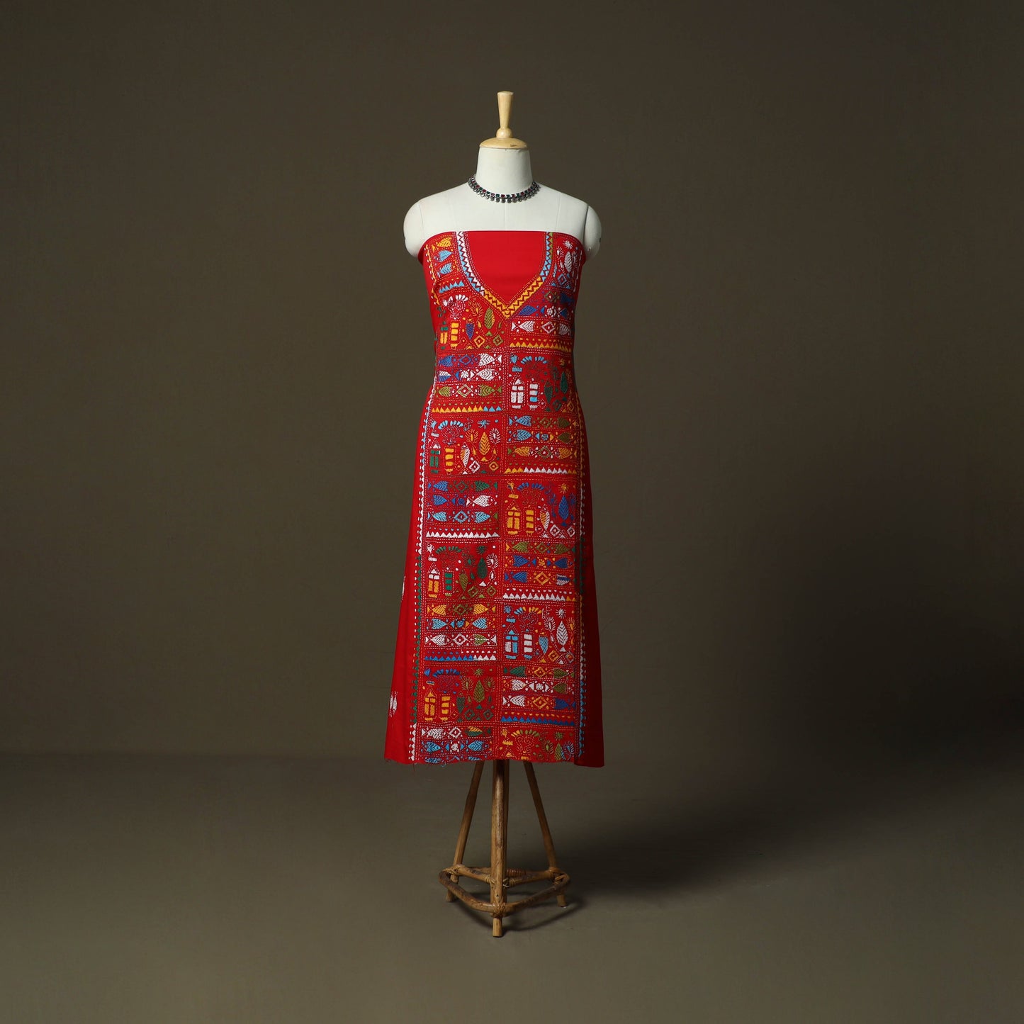 Bengal kantha hand embroidered cotton unstitched kurta