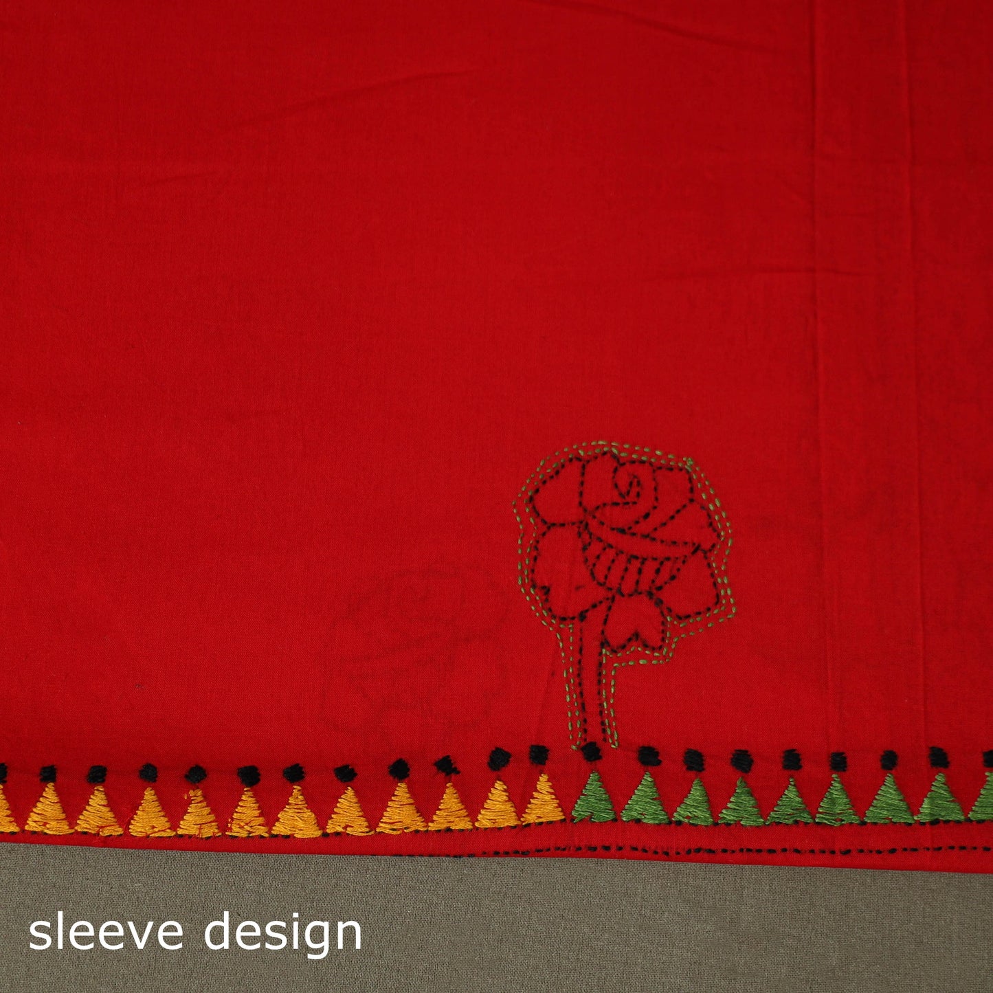 Bengal kantha hand embroidered cotton unstitched kurta