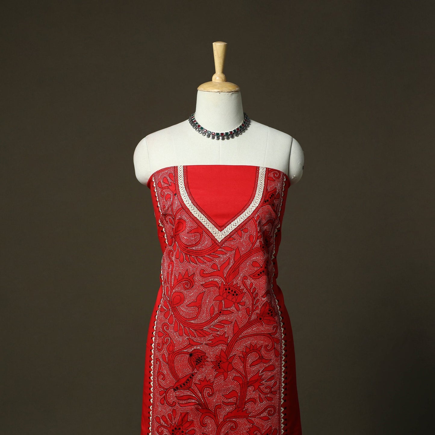 Bengal kantha hand embroidered cotton unstitched kurta