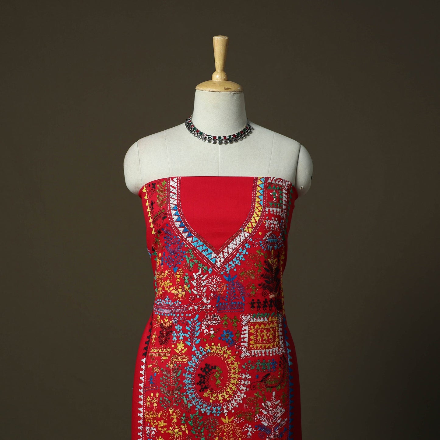 Bengal kantha hand embroidered cotton unstitched kurta