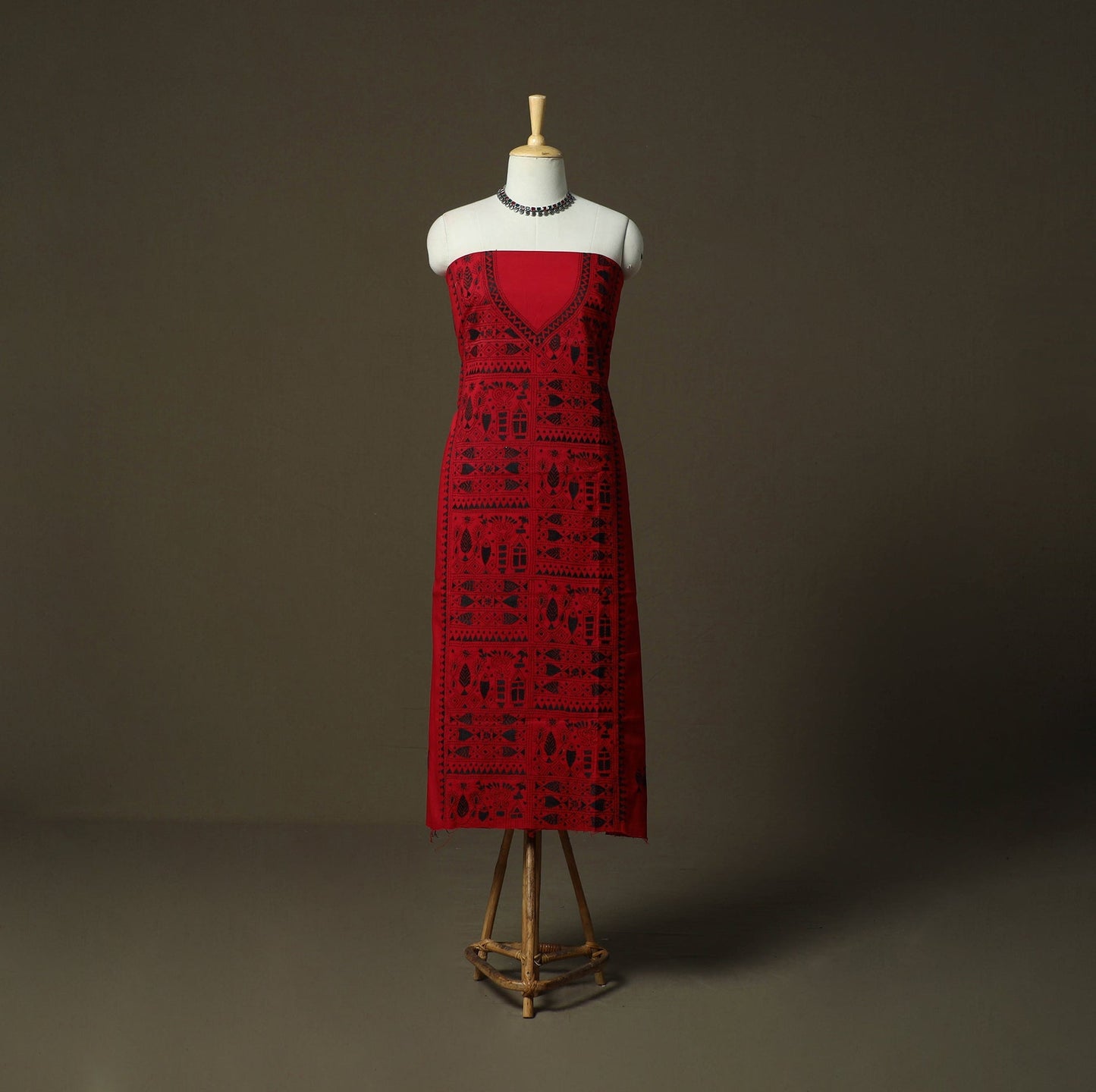Bengal kantha hand embroidered cotton unstitched kurta