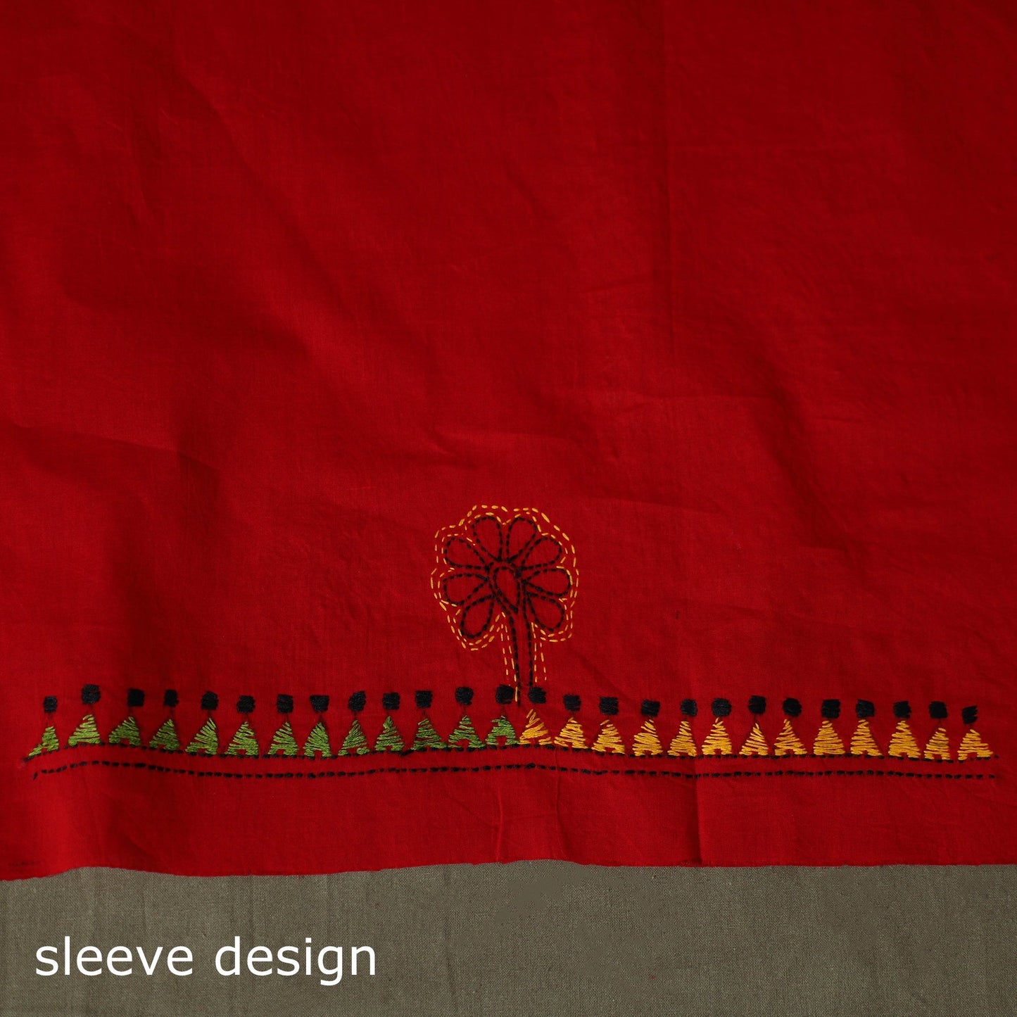 Bengal kantha hand embroidered cotton unstitched kurta