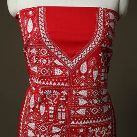 Bengal kantha hand embroidered cotton unstitched kurta