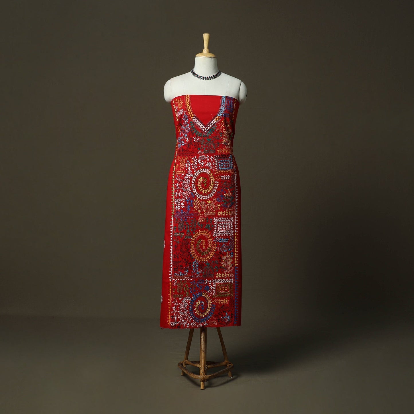 Bengal kantha hand embroidered cotton unstitched kurta