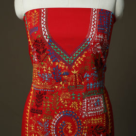 Bengal kantha hand embroidered cotton unstitched kurta