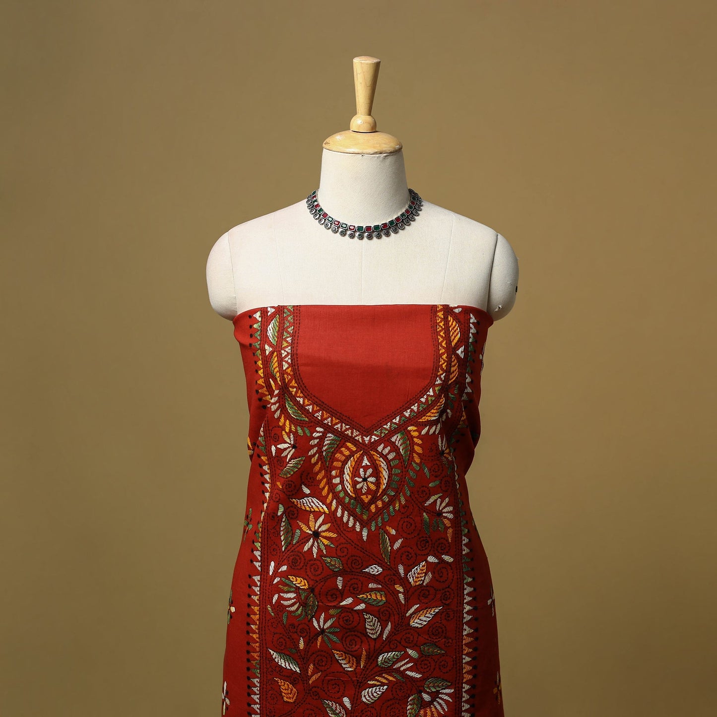 Bengal kantha hand embroidered unstitched kurta material