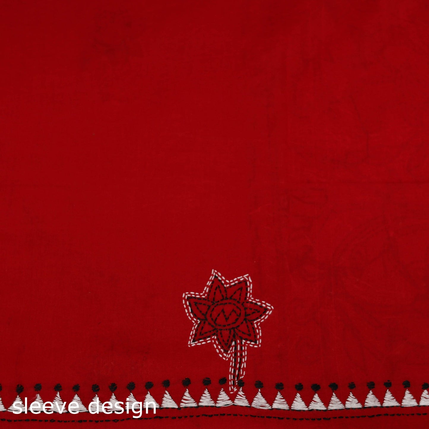 Red - bengal kantha hand embroidered unstitched kurta