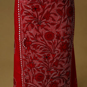 Red - bengal kantha hand embroidered unstitched kurta