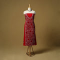 Red - bengal kantha hand embroidered unstitched kurta