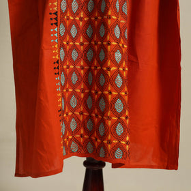 Red Bengal Kantha Hand Embroidery Cotton Kaftan (Long) 