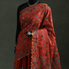 Bengal kantha hand embroidery silk cotton chapa work saree