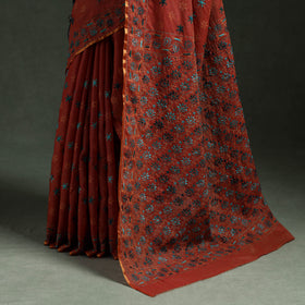Bengal kantha hand embroidery silk cotton chapa work saree