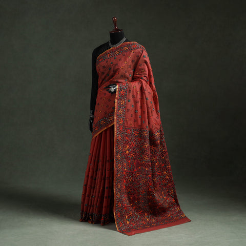 Bengal kantha hand embroidery silk cotton chapa work saree