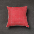 Red Bengal Kantha Embroidery Tussar Silk Cushion Cover