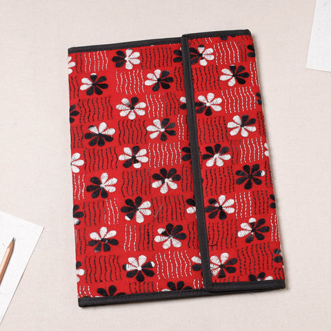 Red Bengal Kantha Work Handcrafted File Folder 