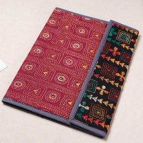 Red Bengal Kantha Work Handcrafted File Folder 