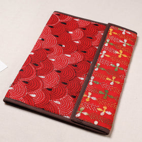 Red Bengal Kantha Work Handcrafted File Folder 