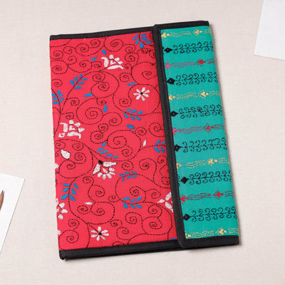 Red Bengal Kantha Work Handcrafted File Folder 