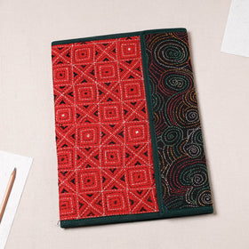 Red Bengal Kantha Work Handcrafted File Folder 