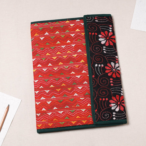 Red Bengal Kantha Work Handcrafted File Folder 