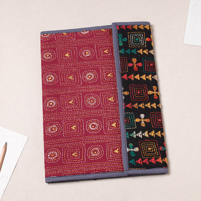 Red Bengal Kantha Work Handcrafted File Folder 