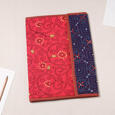 Red Bengal Kantha Work Handcrafted File Folder 