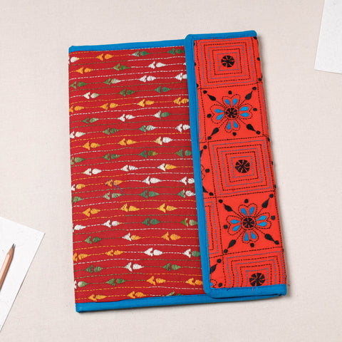 Red Bengal Kantha Work Handcrafted File Folder 