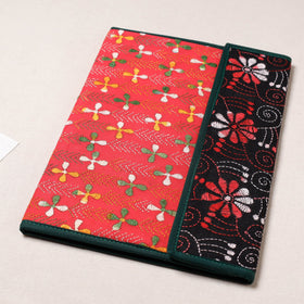 Red Bengal Kantha Work Handcrafted File Folder 
