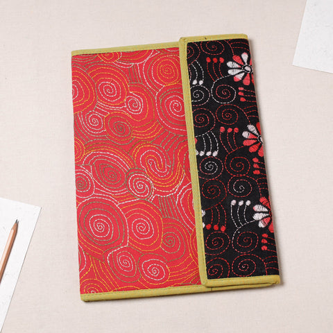 Red Bengal Kantha Work Handcrafted File Folder 