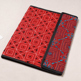 Red Bengal Kantha Work Handcrafted File Folder 