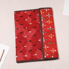 Red Bengal Kantha Work Handcrafted File Folder 
