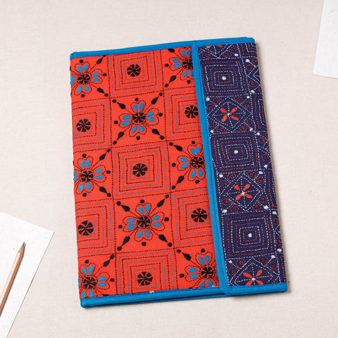 Red Bengal Kantha Work Handcrafted File Folder 