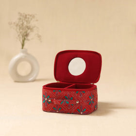 Bengal kantha work handcrafted jewellery box with mirror 08
