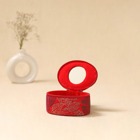 Bengal kantha work handcrafted oval jewellery box