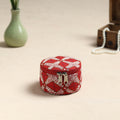  Bengal Kantha Work Handcrafted Round Red Utility Box