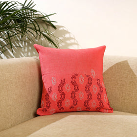 Buy Red Bengal Kantha Work Reversible Silk Cushion Cover